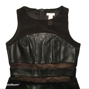 CACHE vegan leather black mini dress Sz 2